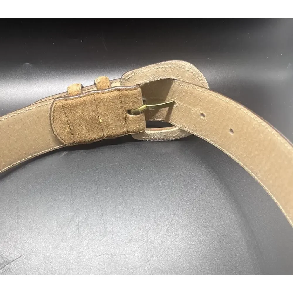VTG Lands' End Genuine Leather Suede Belt Women's Size 37 USA 398 Tan